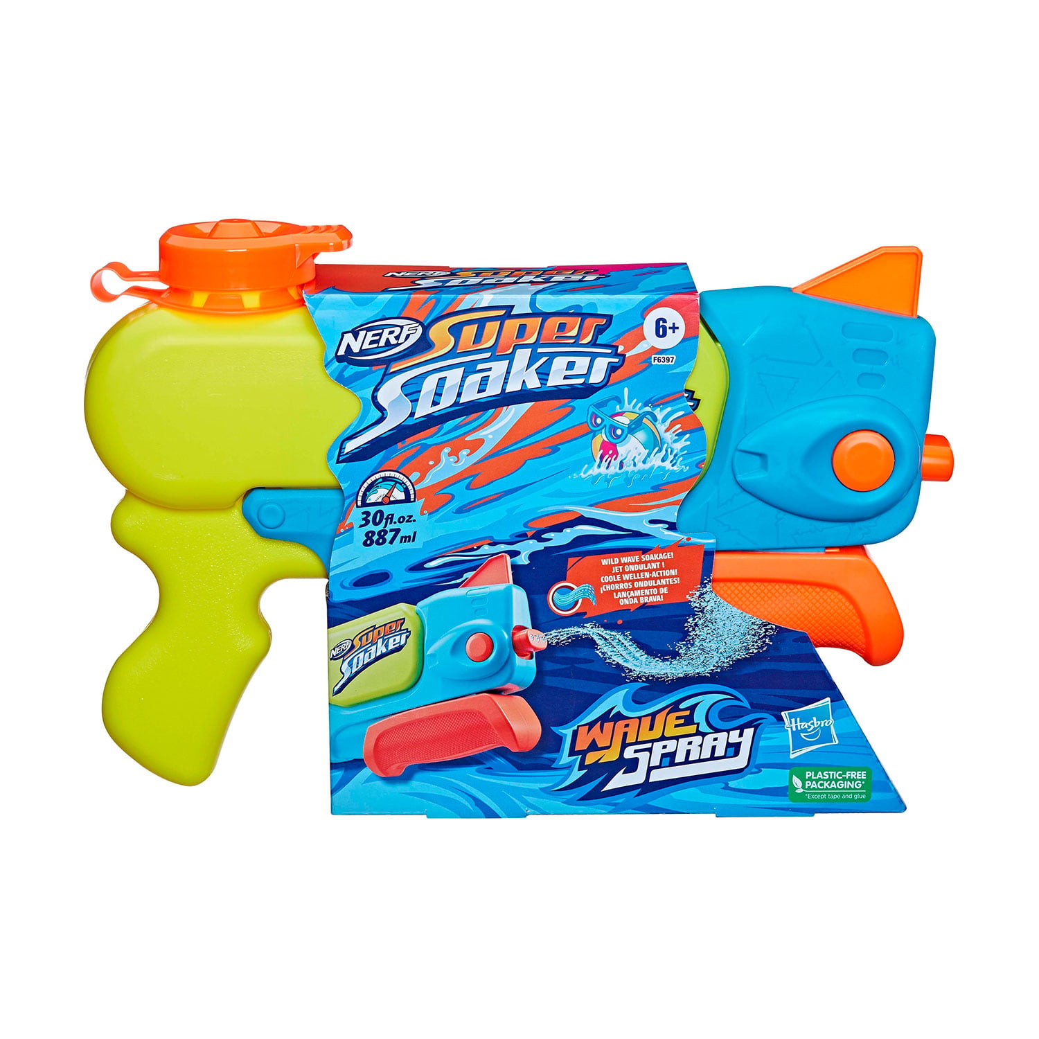 Іграшковий водяний бластер Nerf Super Soaker Wave Spray, 6.7*33*23 см, від 6 років (F6397)